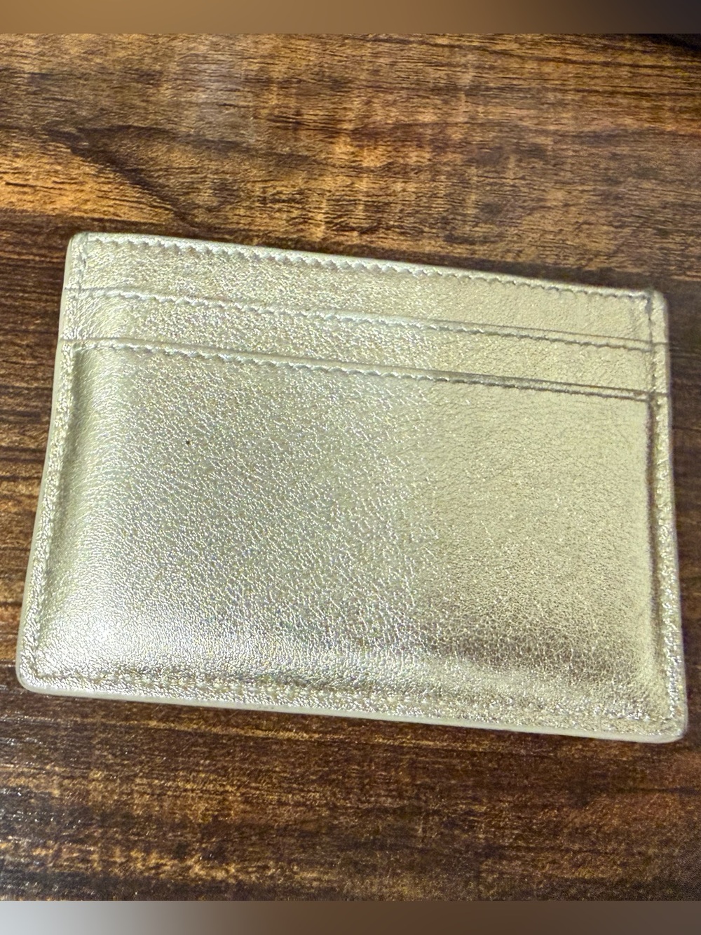 Saint Laurent Metallic Gold Leather Card Slip - Picture 2 of 3